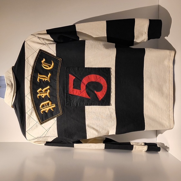 Polo Ralph Lauren vintage men's long sleeve polo shirt large black/white stripes - Picture 3 of 13